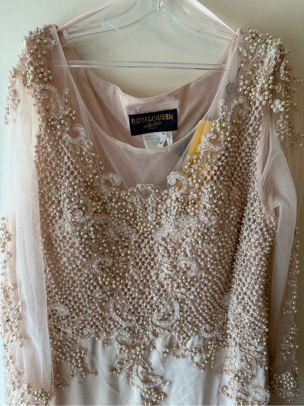 RoyalQueen Collection Beaded Blush Evening Dress
